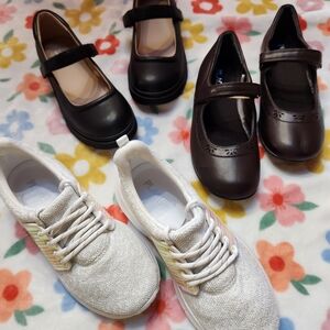Place Brand Size 3, Black and Brown Mary Jane Shoes and White Tennis Shoes.NWOT